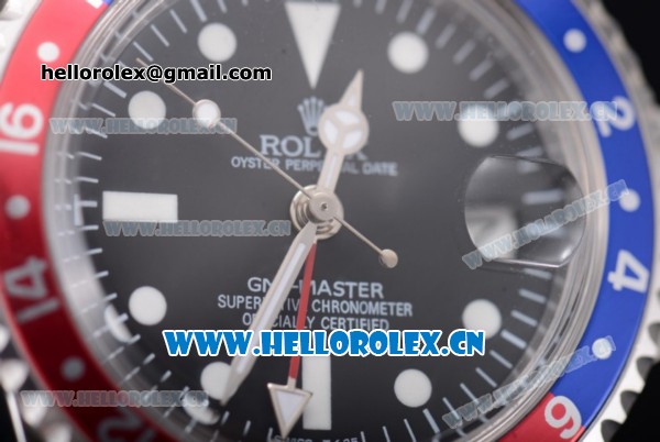 Rolex GMT-Master Asia 2813 Automatic Steel Case with Black Dial Grey Nylon Strap and Blue/Red Bezel - Click Image to Close